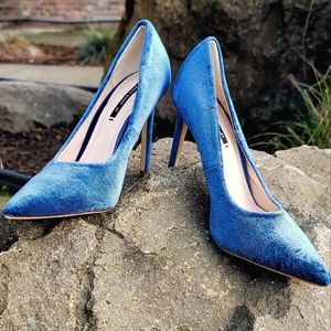 Zara Blue Suede Stilettos Heels Size 37 EU